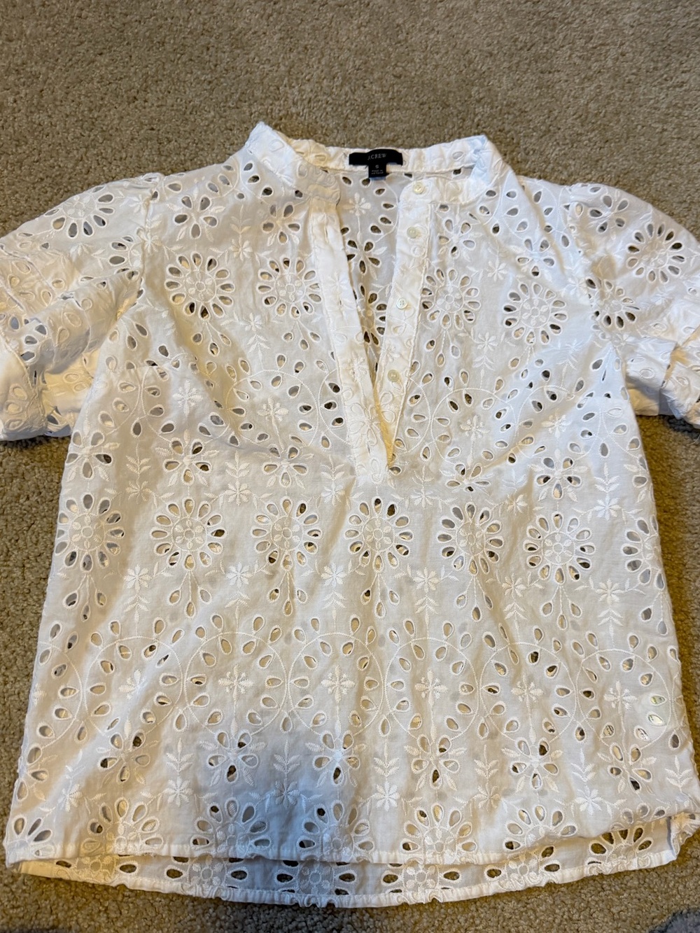 J Crew Puff-sleeve Eyelet Top